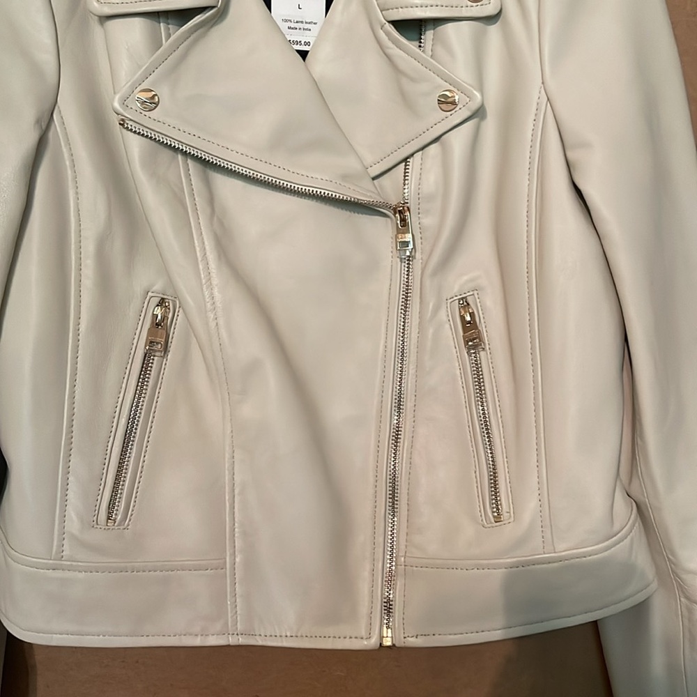 NWT La marque Donna Gold Iconic Leather Biker Jacket - Picture 4 of 11